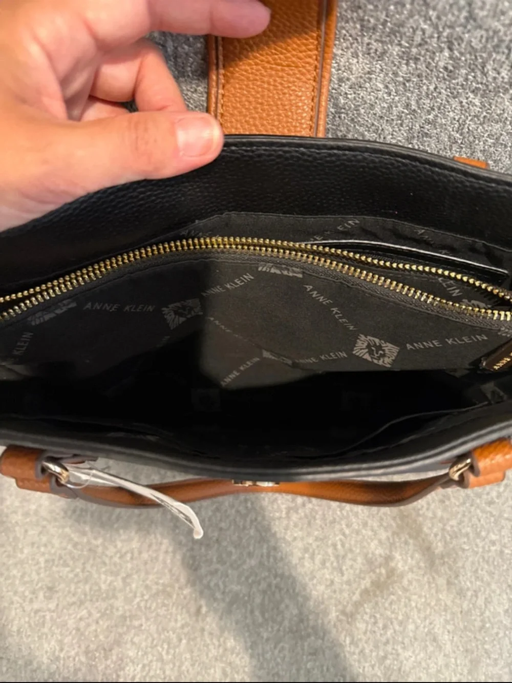 Anne Klein Black and Brown Leather Tote Bag